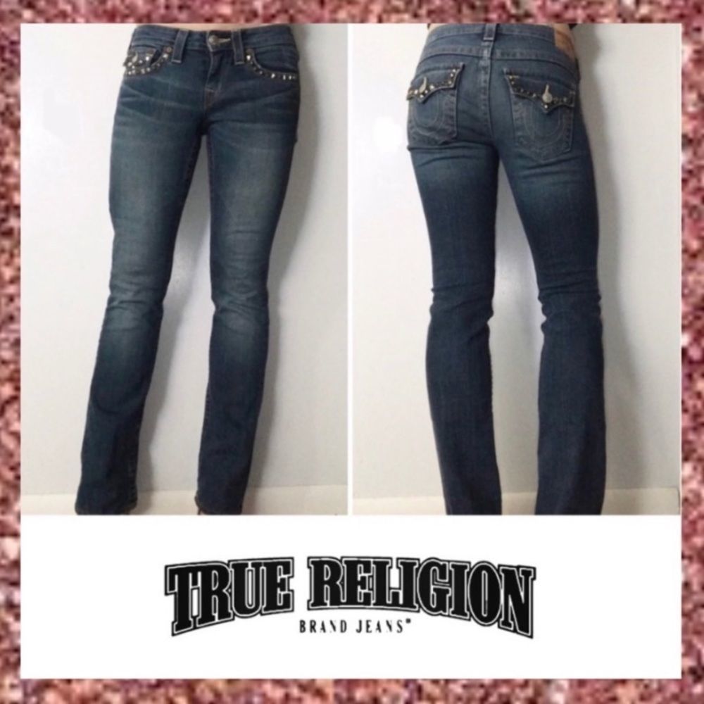 True Religion Billy Straight Studded Jeans 27 4